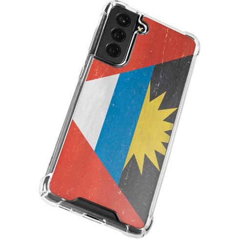 Antigua and Barbuda Flag Distressed Galaxy S21 FE Clear Case